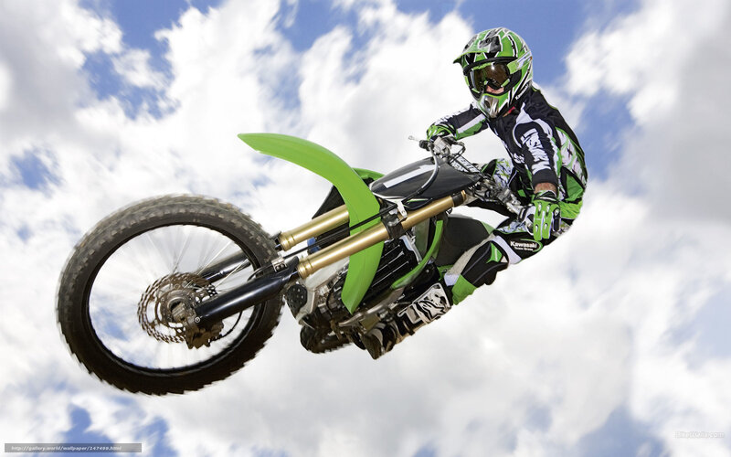Motocross Rider in Mid-air — Green, Dynamic, Afternoon, Photograph, Motorcycle