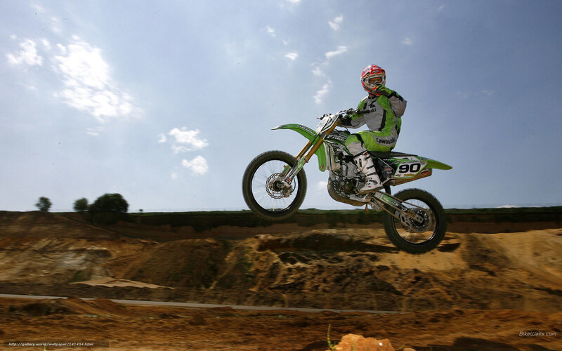 Motocross Rider in Mid-air — Green, Dynamic