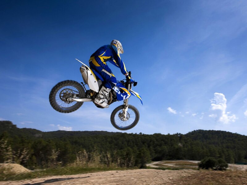 Motocross rider in mid-air jump