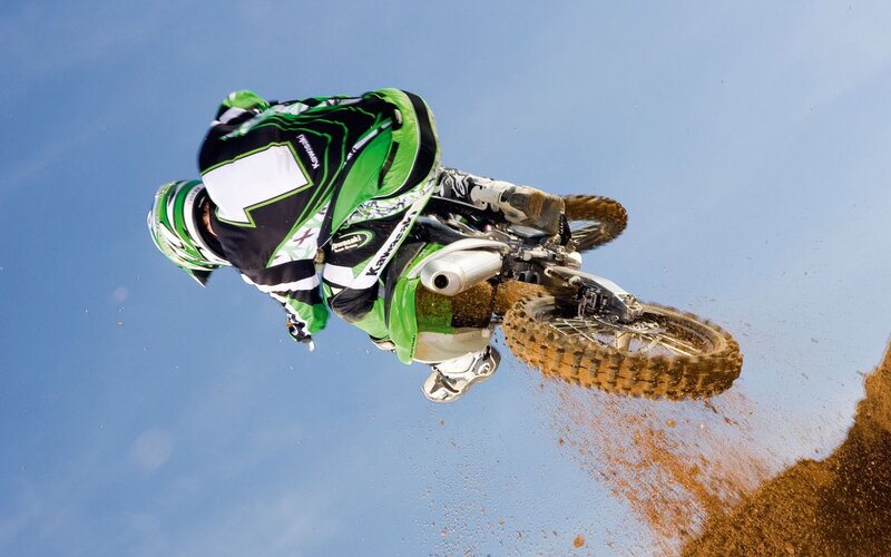 Motocross rider in mid-air jump