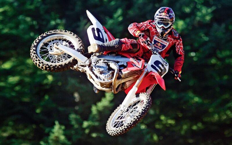 Motocross rider in mid-air jump