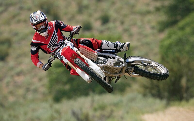 Motocross rider in mid-air jump