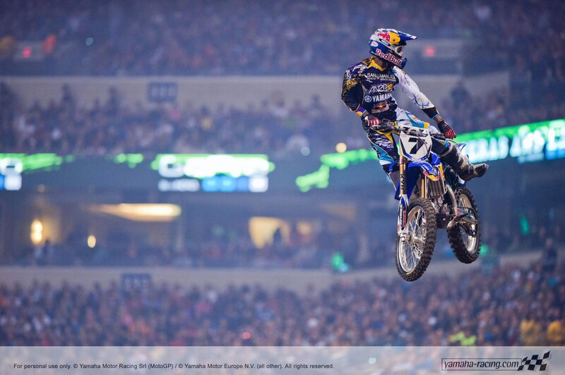 Motocross rider in mid-air jump