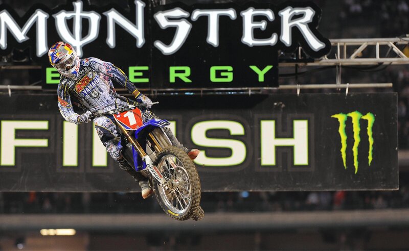 Motocross rider in mid-air jump