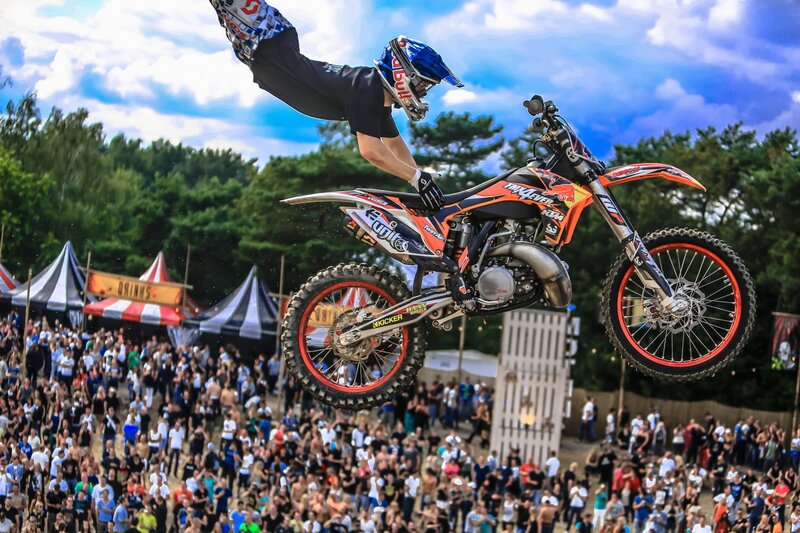 Motocross rider in mid-air jump