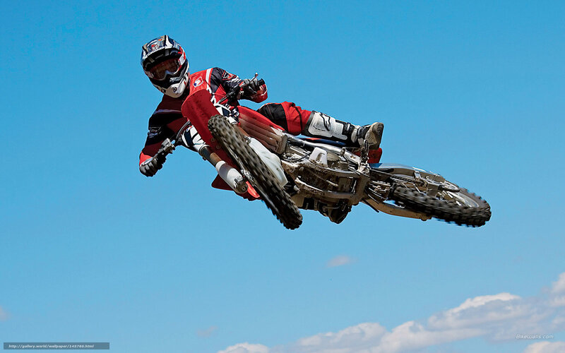 Motocross rider in mid-air jump