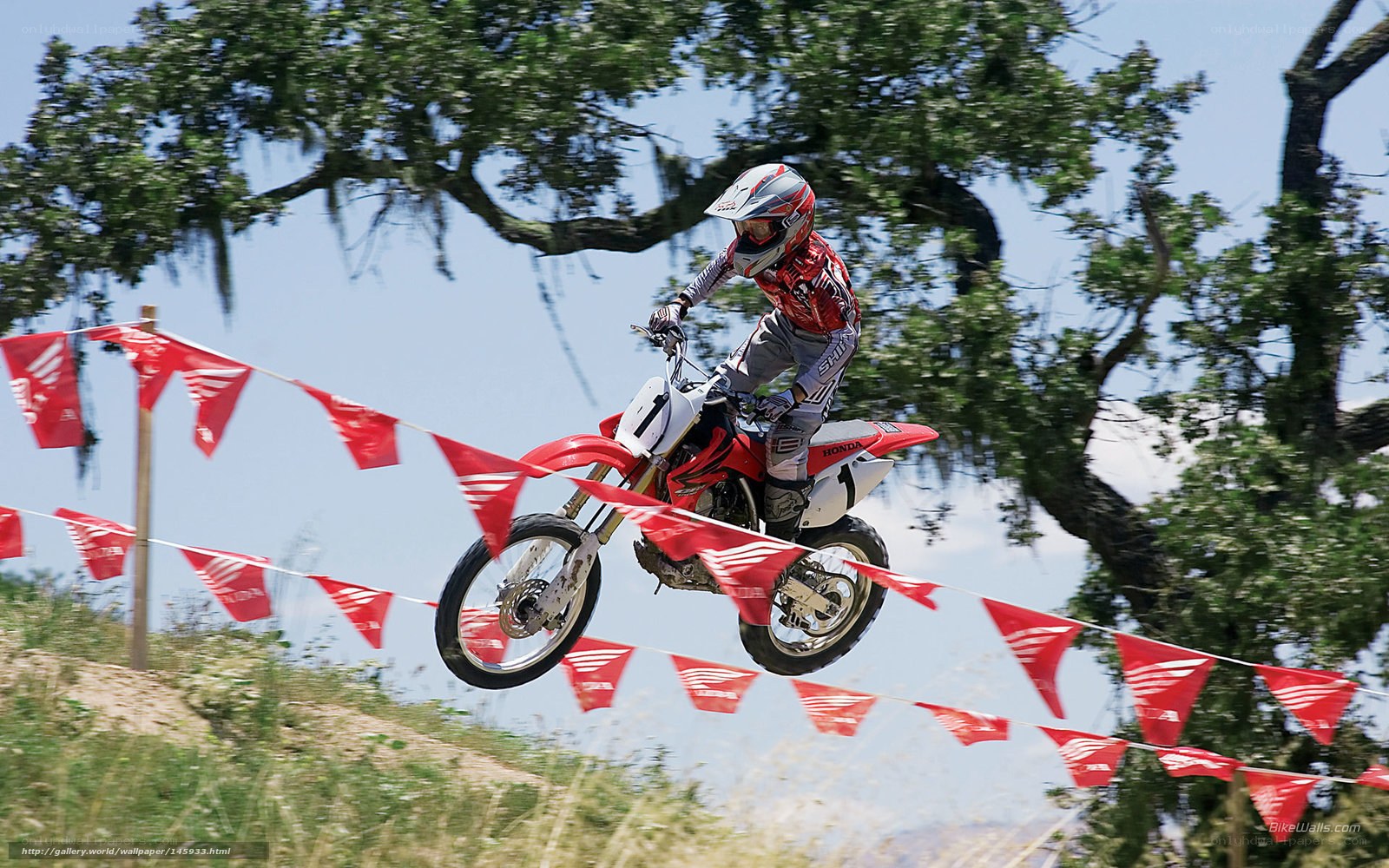 Motocross rider in mid-air jump