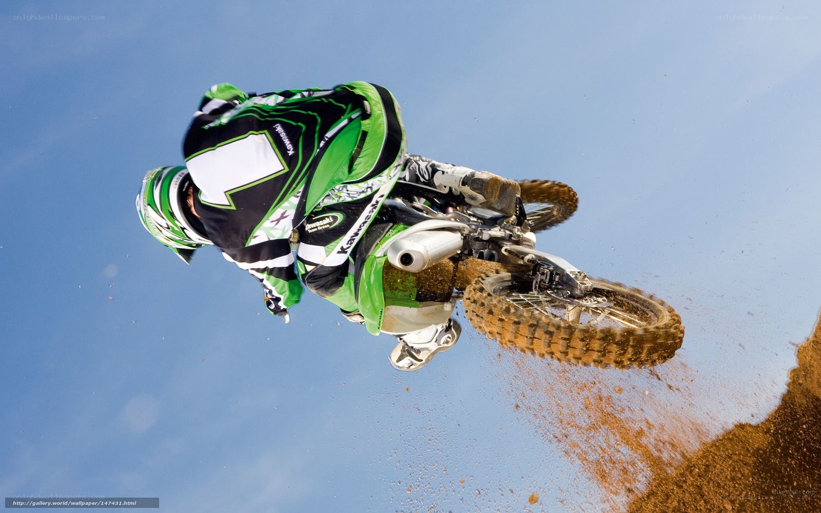 Motocross rider in mid-air jump