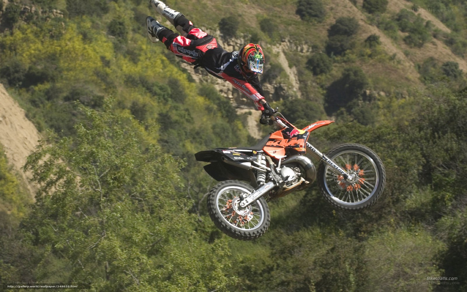 Motocross rider in mid-air jump