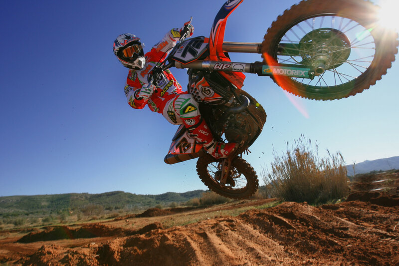 Motocross rider in mid-air jump