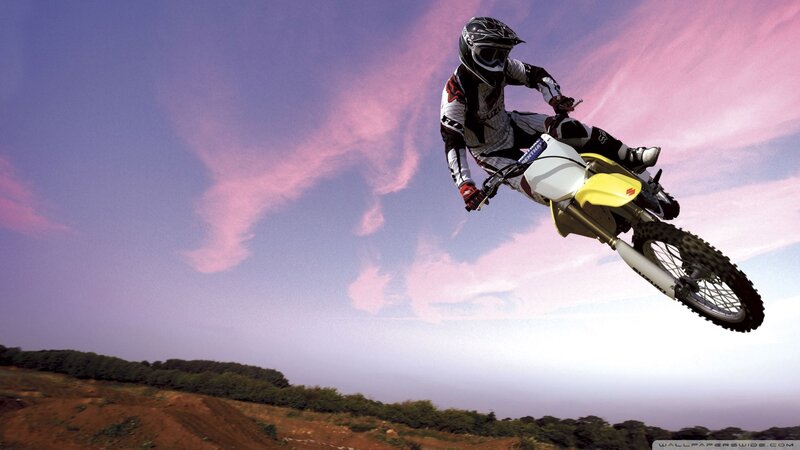 Motocross Rider in Mid-air — Purple, Dynamic