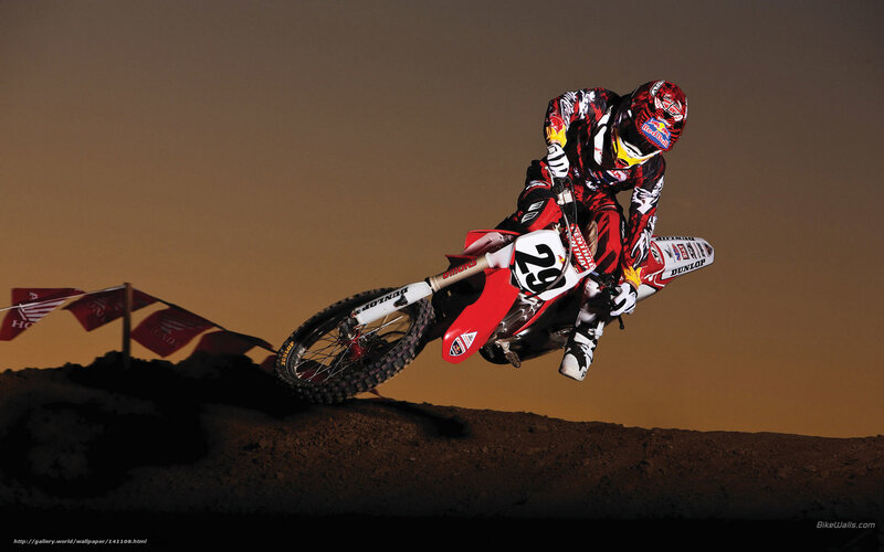 Motocross Rider in Mid-air — Red, Dramatic