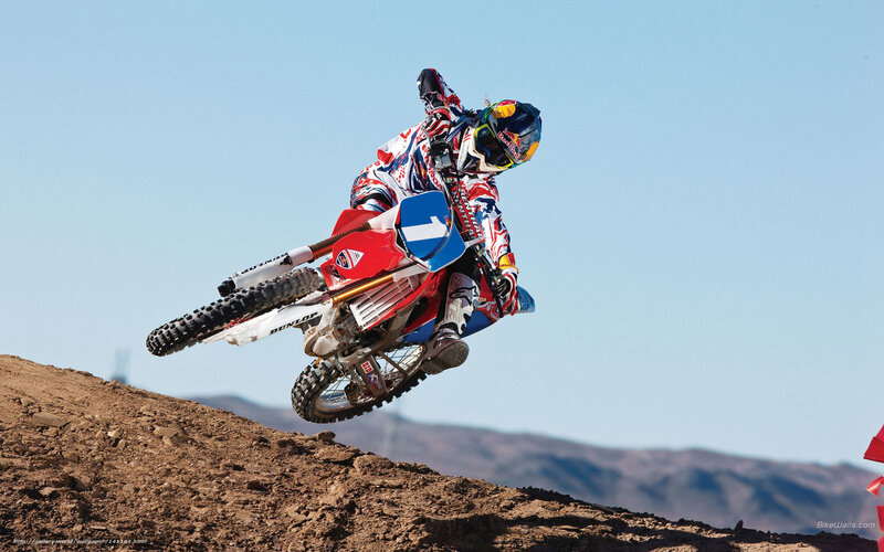 Motocross Rider in Mid-air — Red, Dynamic, Afternoon
