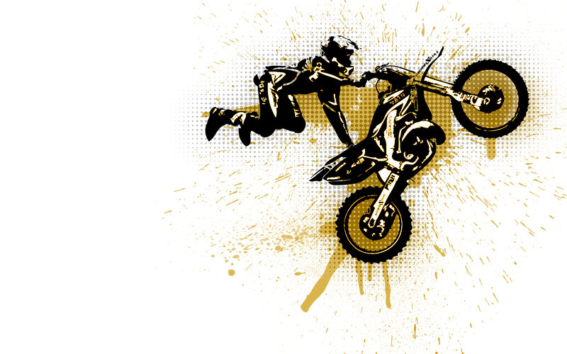 Motocross rider in mid-air stunt