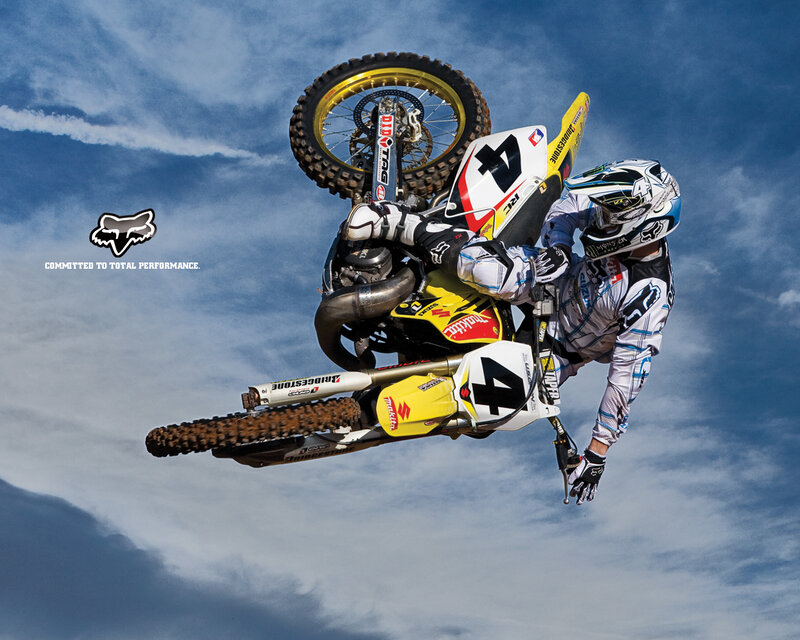Motocross rider in mid-air stunt