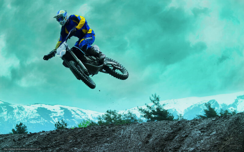 Motocross Rider in Mid-air — Teal