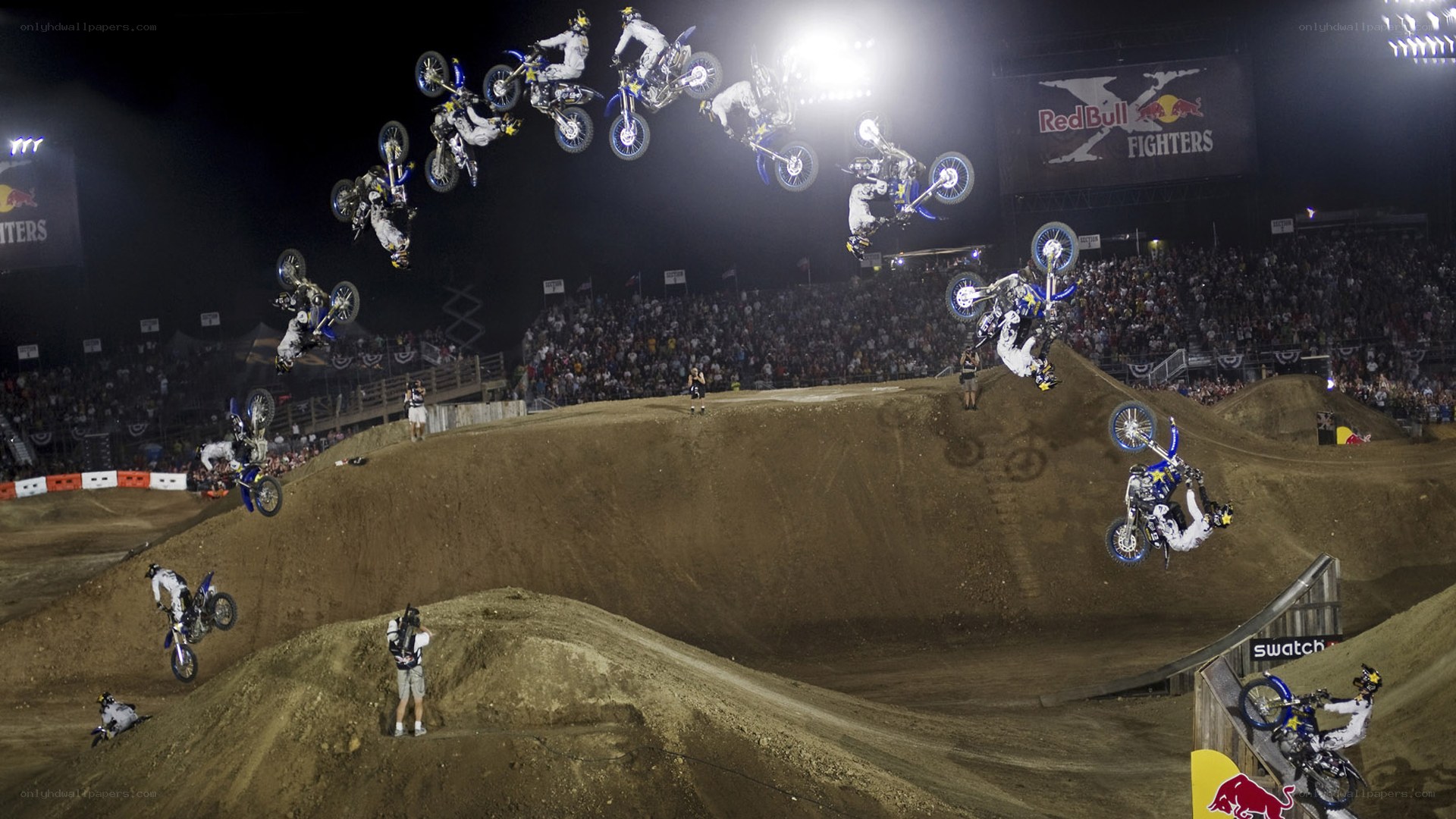 Motocross rider mid-air jump