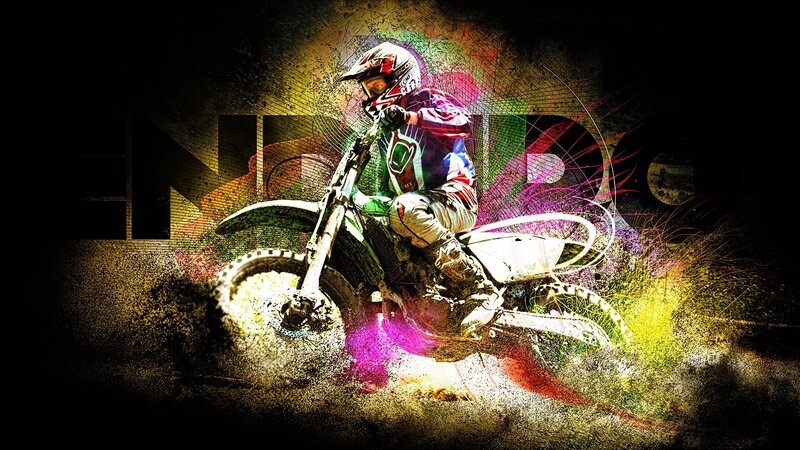 Motocross Rider on Bike — Black