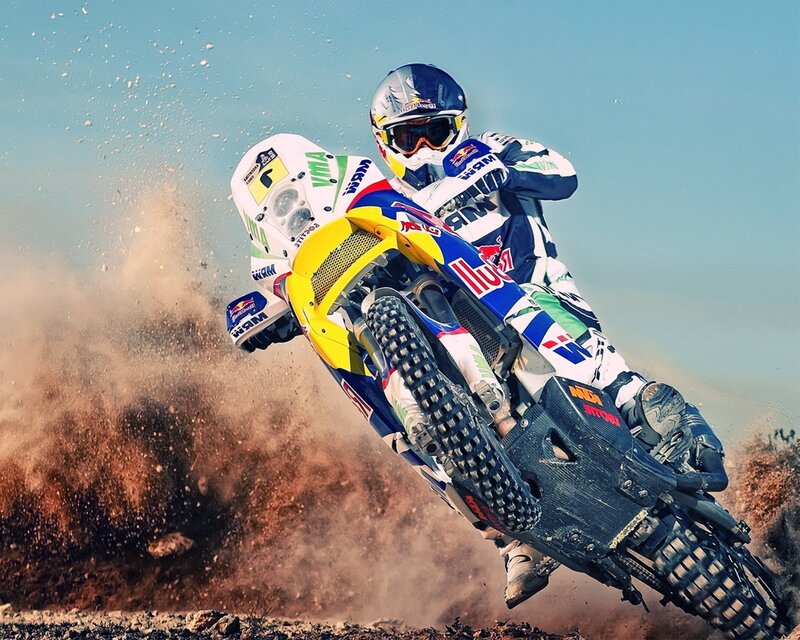 Motocross Rider on Bike — Blue
