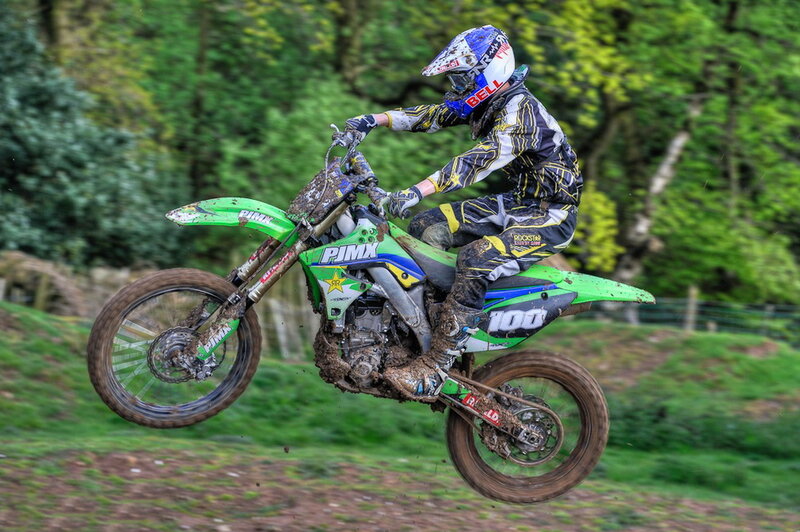 Motocross Rider on Bike — Green, Dynamic, Spring