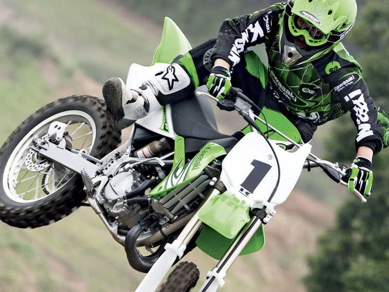 Motocross Rider on Bike — Green