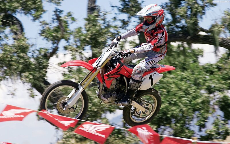 Motocross Rider on Bike — Red, Dynamic