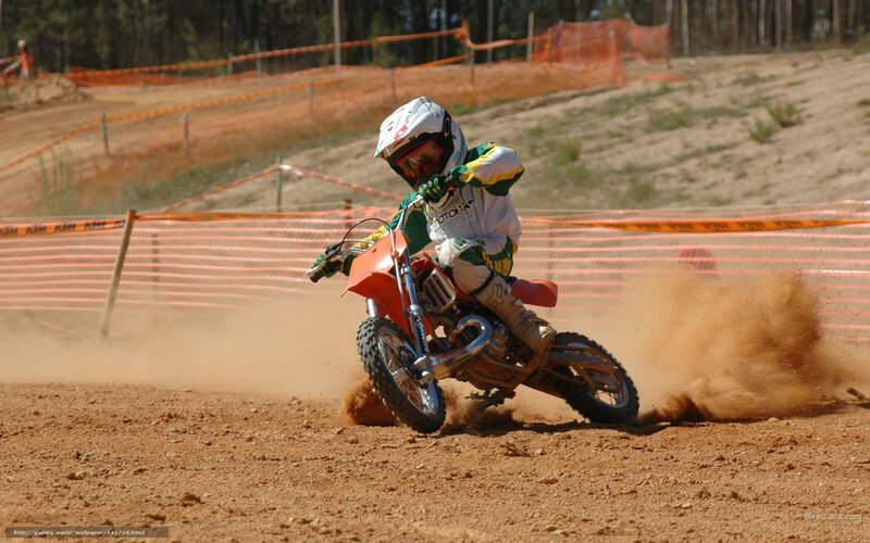 Motocross Rider on Dirt Bike — Brown, Action-packed