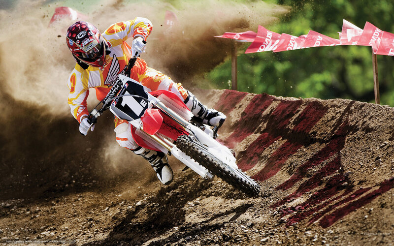Motocross Rider on Dirt Bike — Brown, Dynamic, Afternoon, Photograph, Dirt Track, Red Flags