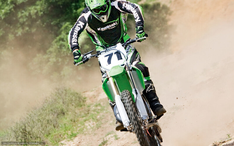 Motocross Rider on Dirt Bike — Green, Action-packed