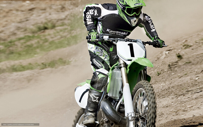 Motocross Rider on Dirt Bike — Green, Action