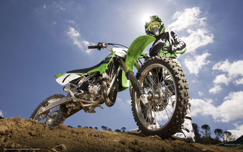 Motocross Rider on Dirt Bike — Green, Dramatic