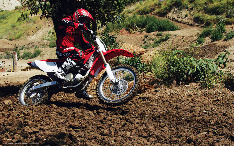 Motocross Rider on Dirt Bike — Red, Active