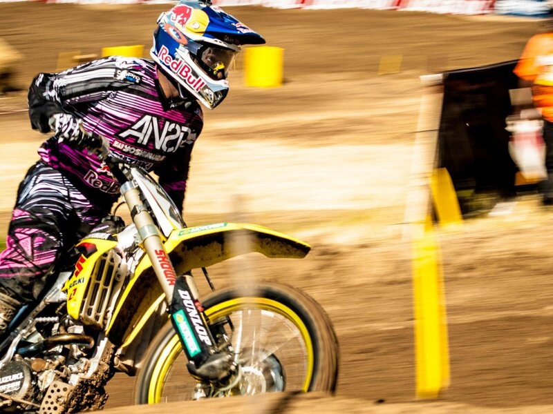 Motocross Rider on Dirt Bike — Yellow, Action-packed