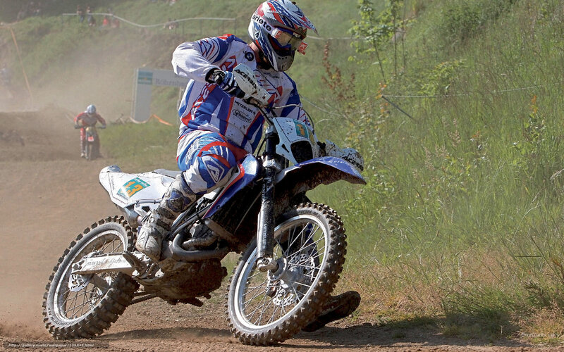Motocross Rider on Dirt — Blue, Action-packed