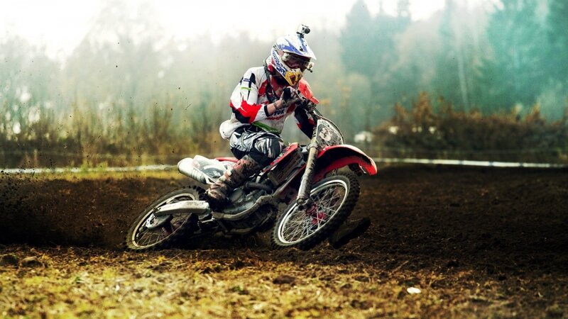 Motocross Rider on Dirt — Brown, Action-packed, Photograph