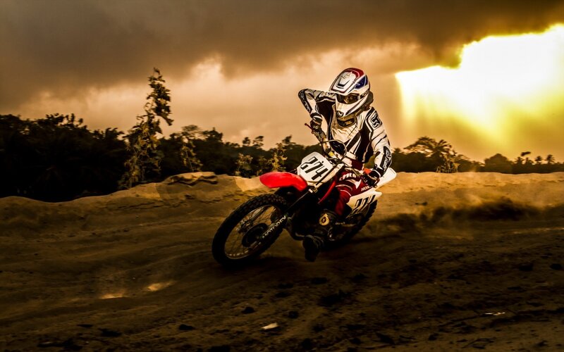Motocross Rider on Dirt — Brown, Dramatic