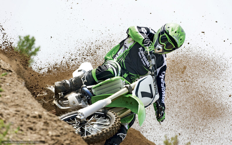 Motocross Rider on Dirt — Green