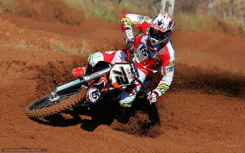 Motocross Rider on Dirt — Red, Action-packed, Afternoon, Photograph, Dirt Bike, Racing Suit