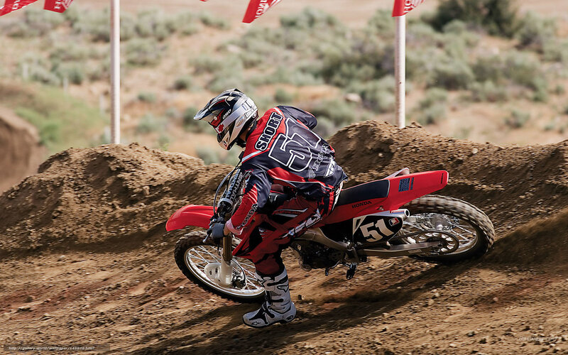 Motocross Rider on Dirt — Red, Action