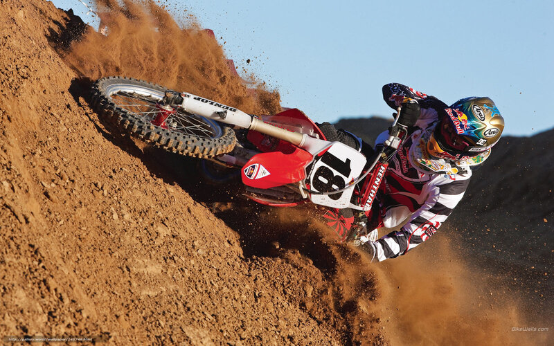 Motocross Rider on Dirt — Red, Dynamic, Afternoon, Photograph
