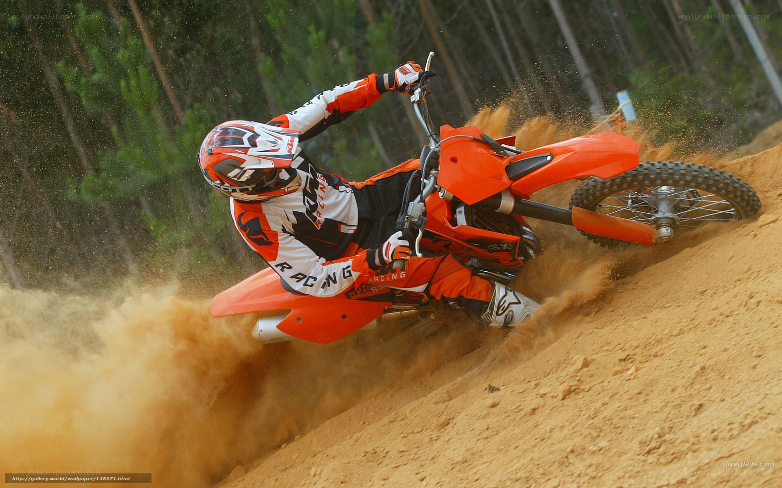 Motocross rider on dirt track