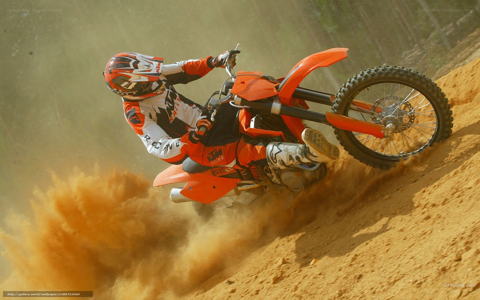 Motocross rider on dirt track