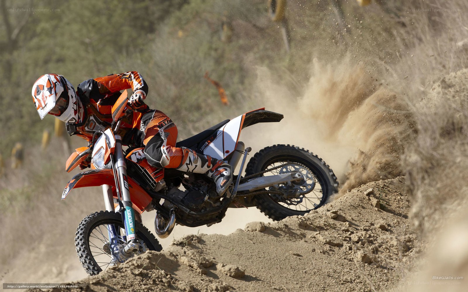 Motocross rider on dirt track