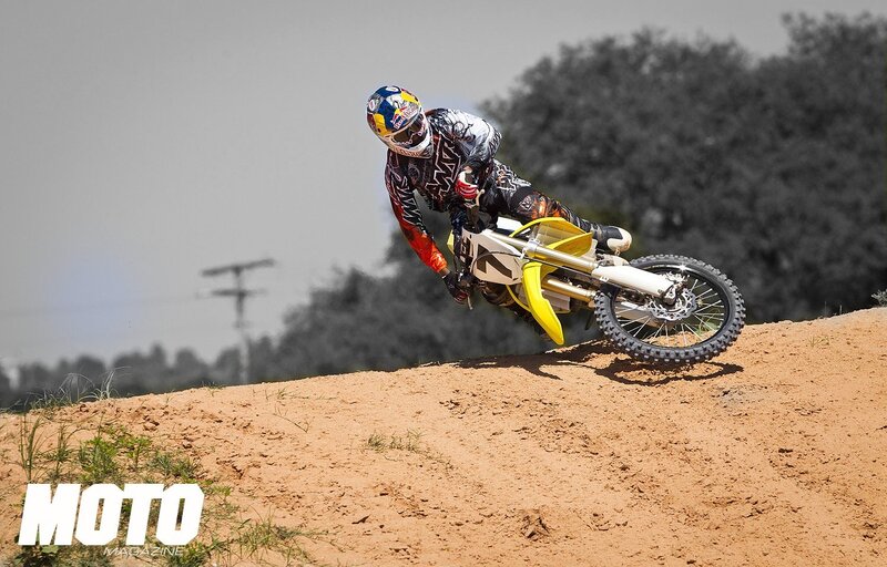 Motocross rider on dirt track