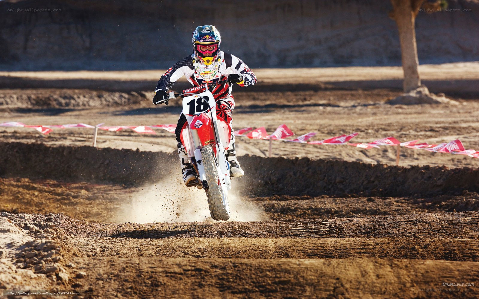Motocross rider on dirt track