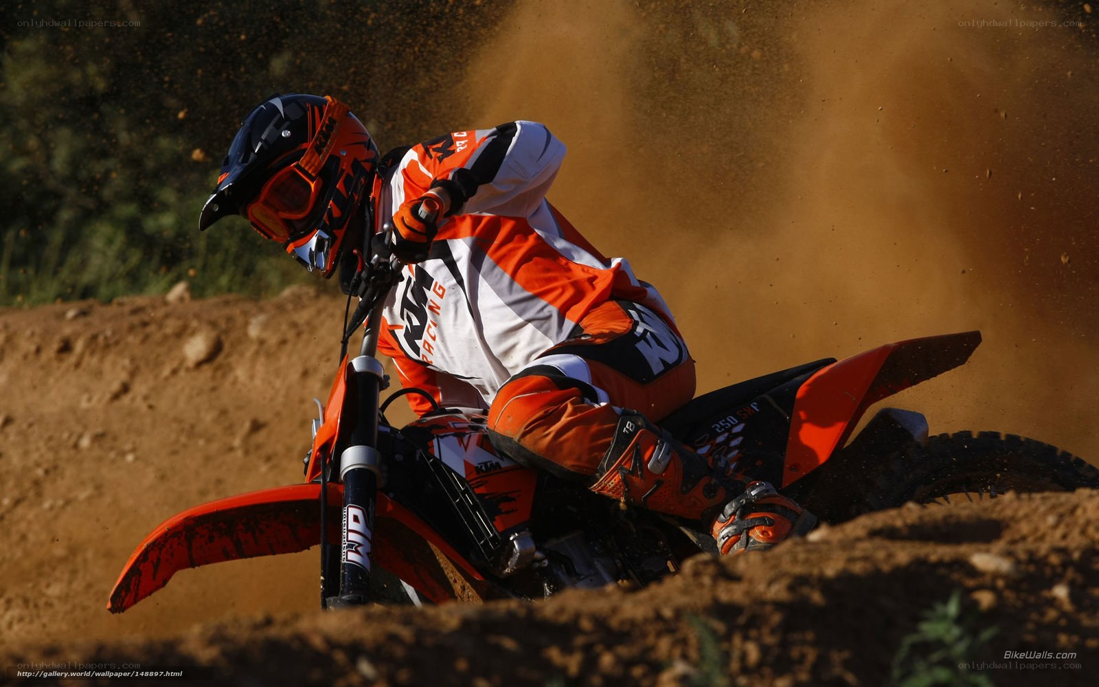 Motocross rider on dirt track