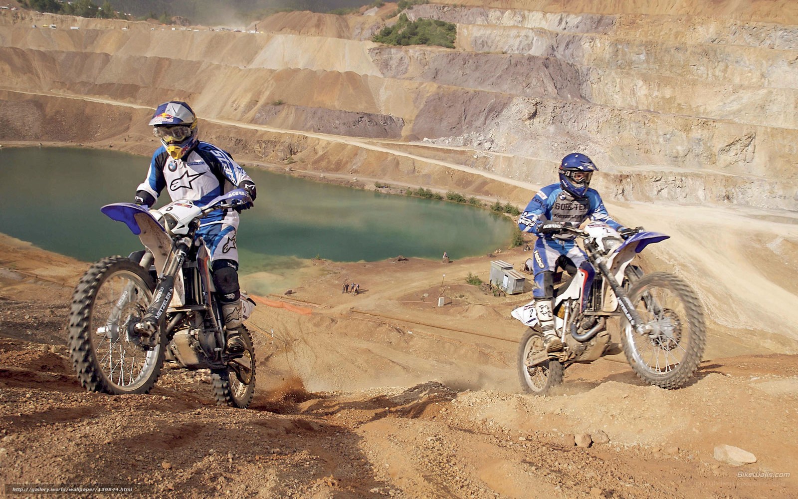 Motocross riders in quarry