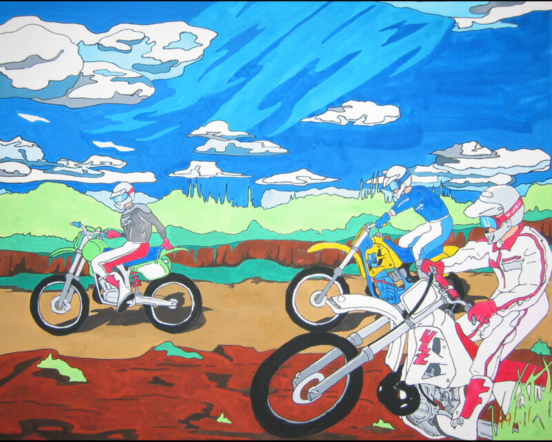 Motocross riders on dirt track