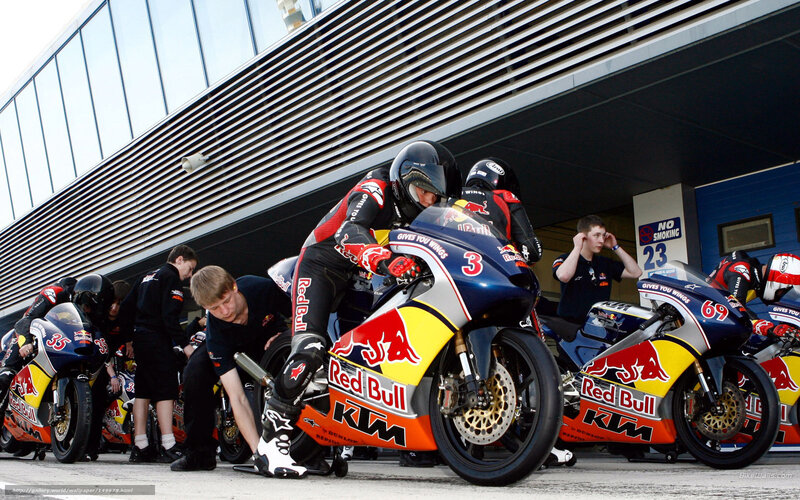 MotoGP team preparing bikes