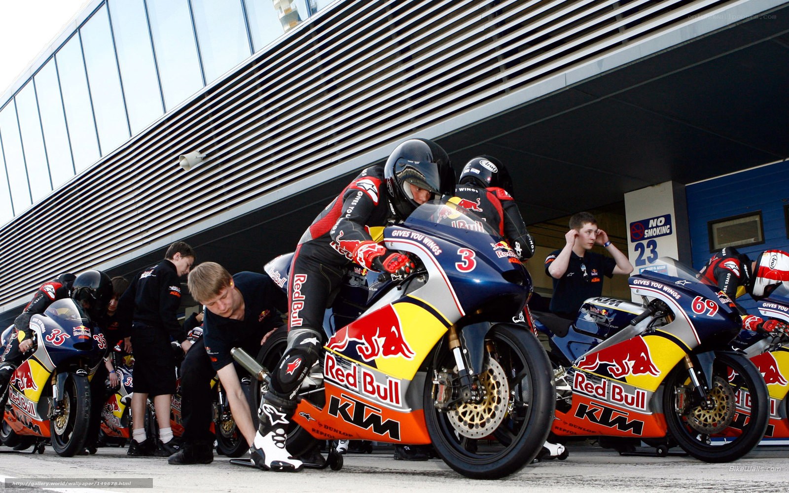 MotoGP team preparing bikes